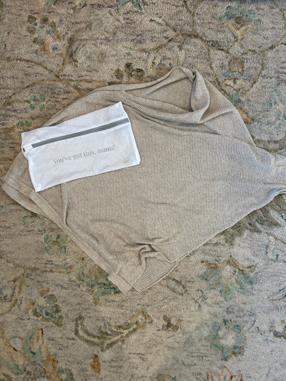 Neutral Waffle Knit Nursing Cover with Wash Bag